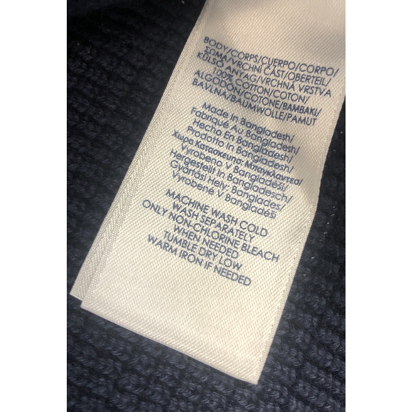 Chaps‎ Men's Sweater Large Cable Knit Mock Neck Quarter Button Pullover Blue - Picture 8 of 14